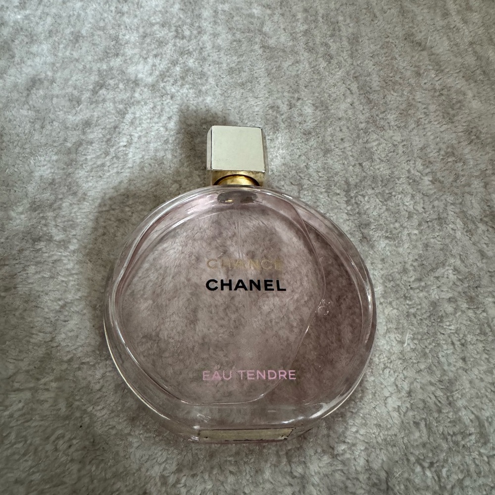 CHANEL Eau Tendre Pink Glass Perfume Bottle with Gold Cap